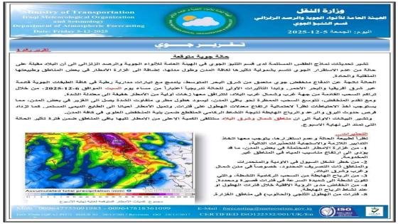 الانواء الجوية: حالة جوية فعالة وشاملة تضرب العراق خلال الساعات المقبلة.